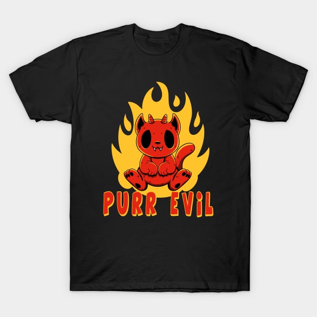 Purr Evil T-Shirt by Malakian Art